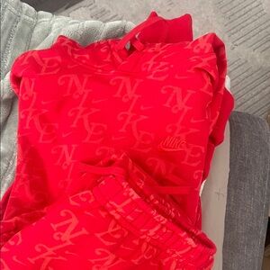 NWOT. Nike Vibrant Red Logo hoodie and sweatpants